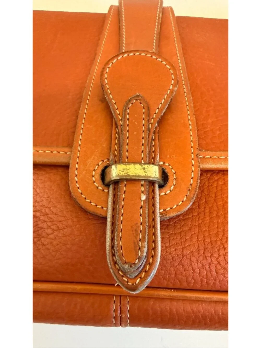 Vintage Dooney & Bourke Equestrian Crossbody Bag in British Tan Pebbled Leather
